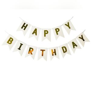 Happy Birthday Banner Gold Hanging Decor Party Supplies New